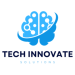 A blue logo of a brain with the words " tech innovate solutions ".